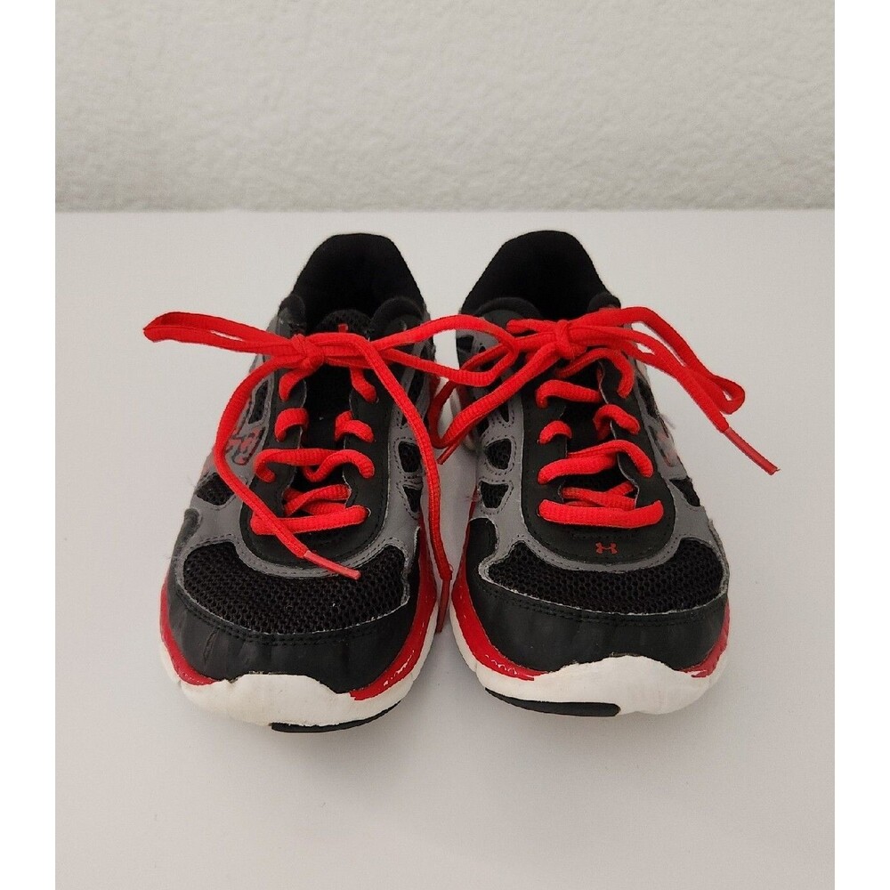 UNDER ARMOUR Micro G Engage BL Boys Running Shoe Red Gray Black Low Sneaker 3.5 - Picture 2 of 7